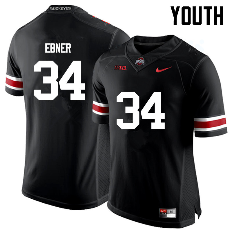 Ohio State Buckeyes Nate Ebner Youth #34 Black Game Stitched College Football Jersey